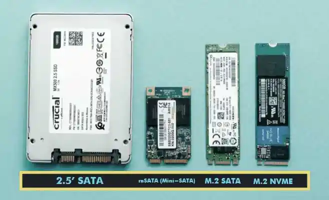 perbandingan fisik penyimpanan sata, msata, m.2 sata, m.2 nvme